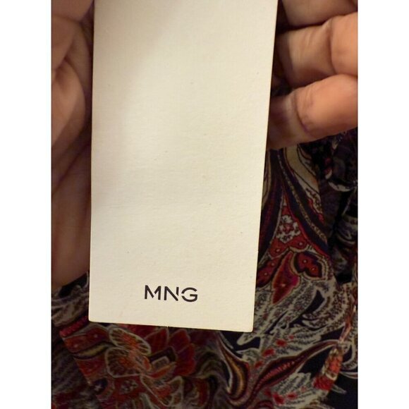 Mango Floral Chiffon Dress black red print US size 12 - Picture 7 of 15